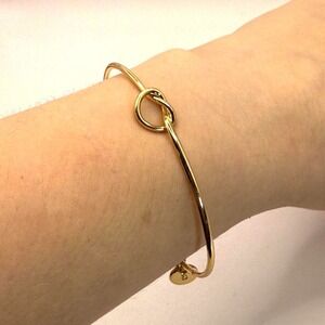 Gold Tone Knot Bangle Bracelet with Initial "B" Charm